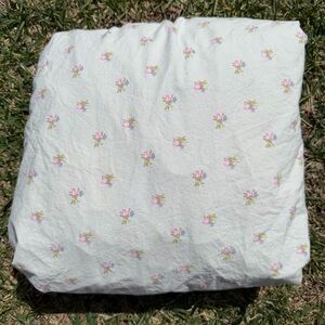 Simply Shabby Chic Blush Beauty King Size Flat Sheet Green Pink Rosebuds Cotton